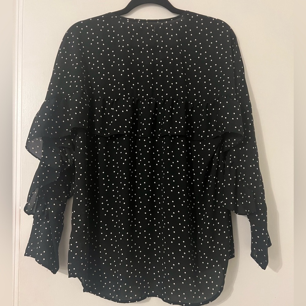 Max Studio Black Polka Dot Women's Top size M (i130) - Picture 7 of 12